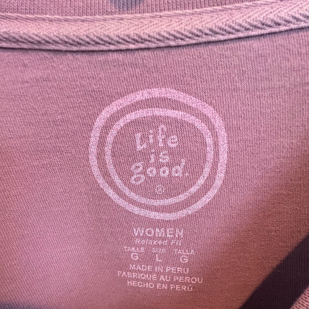 Life Is Good🐶 Mauve, Long Sleeve Tee “ Happy Hour”, Relaxed Fit, Girl & her Dog - Picture 4 of 8